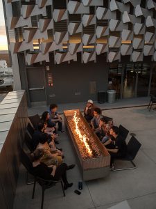students around fire pit