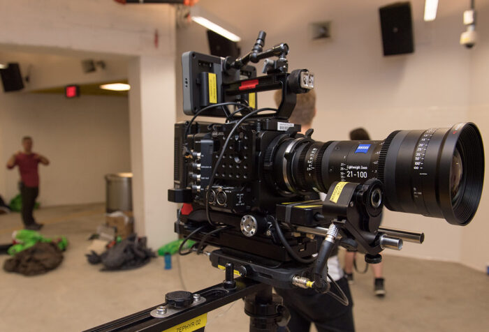 Side of a camera for filming