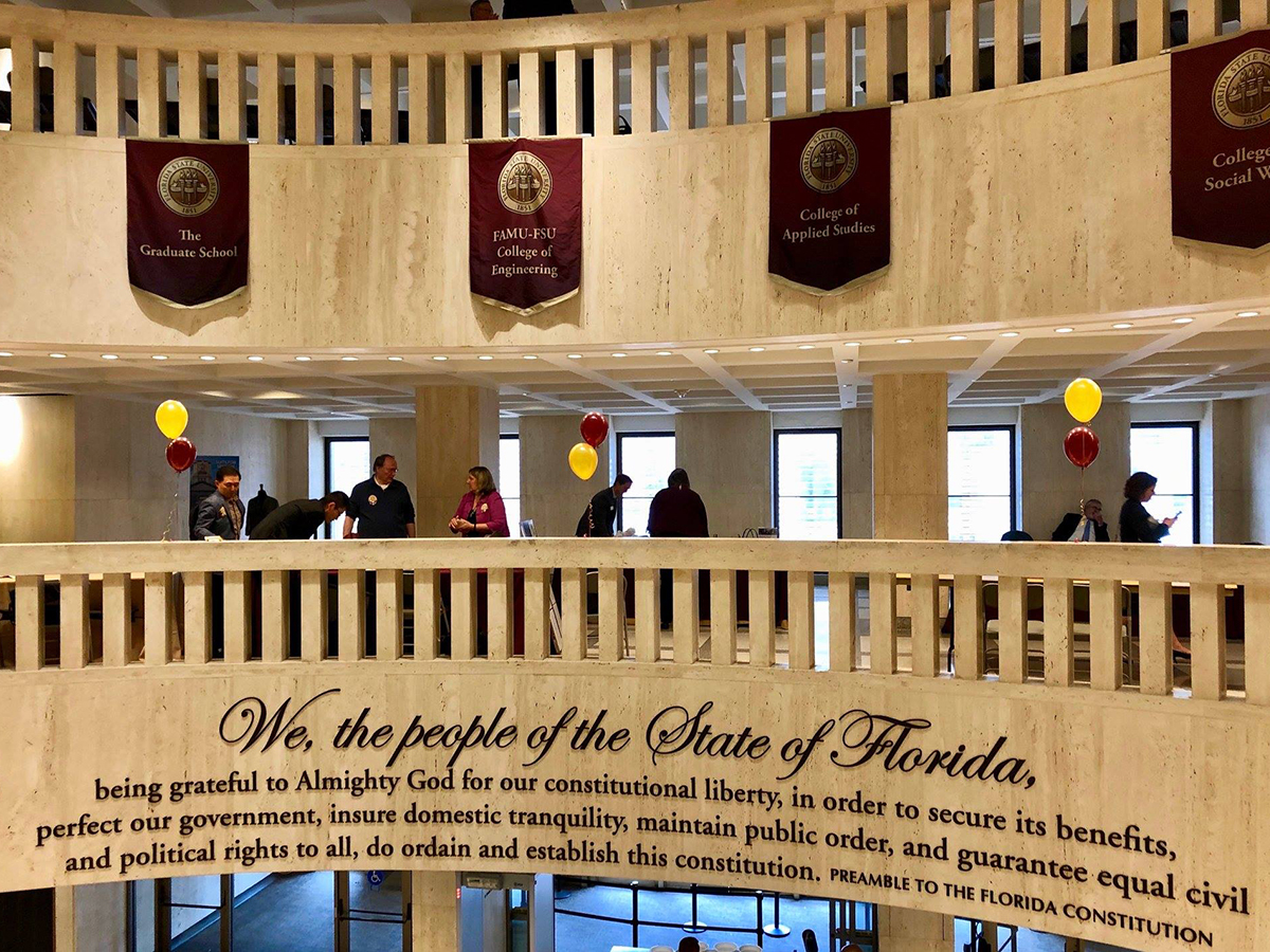 Florida's state constitution preamble on rotunda of the State House in Tallahassee. (Photo courtesy of Florida League of Women Voters)