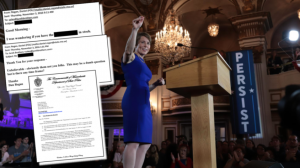 A graphic shows documents and Attorney General Maura Healey