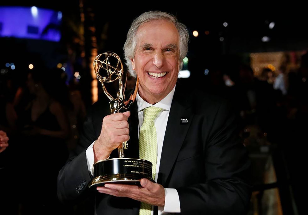 Henry Winkler '67 after winning his Emmy Award in 2018 for his role on Barry.