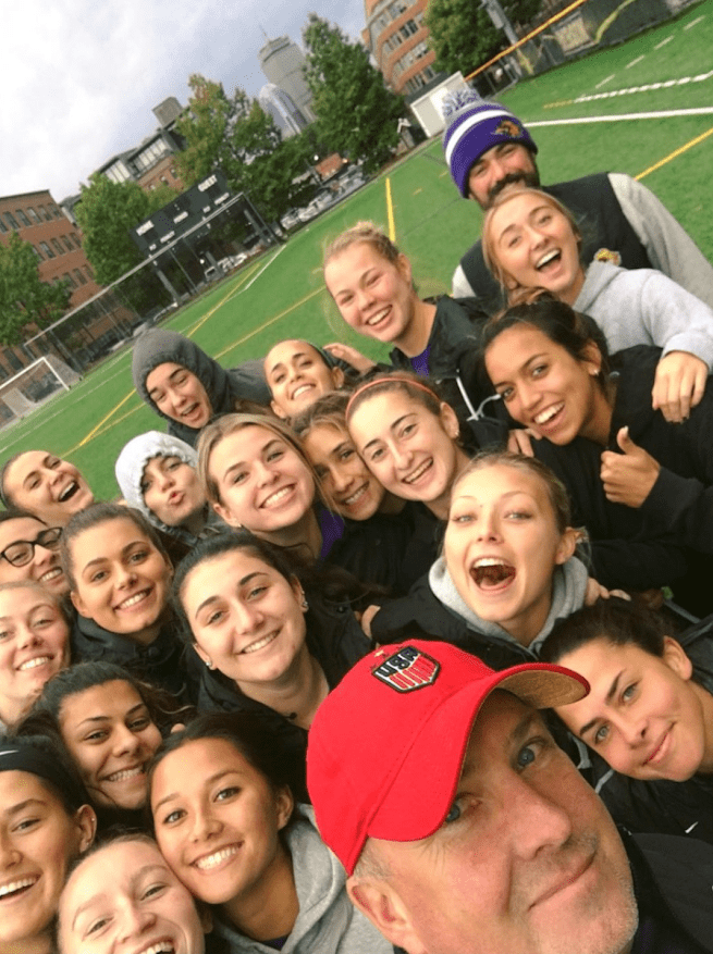 Coach David Suvak and the soccer team