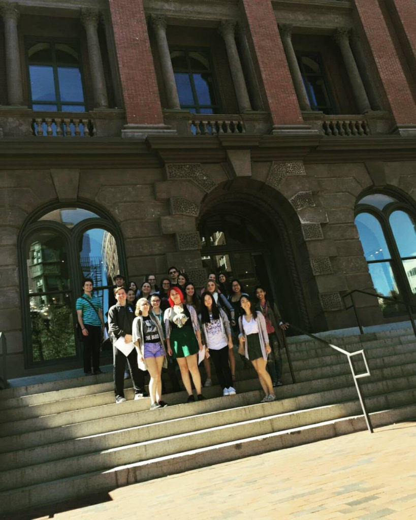 The original BCE Cohort in the fall of 2016 during their first field trip in front of the Restoration Hardware building in Boston. [Courtesy Photo]