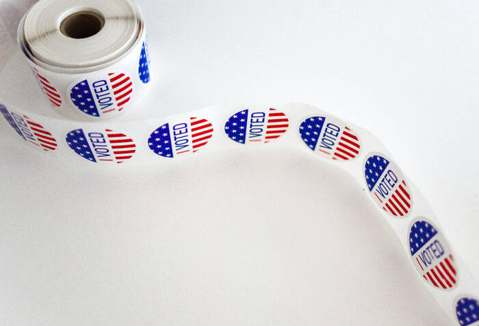 unfurled roll of I voted stickers