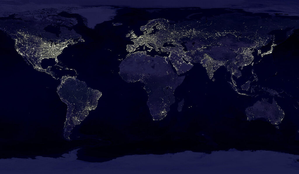 map of the world at night