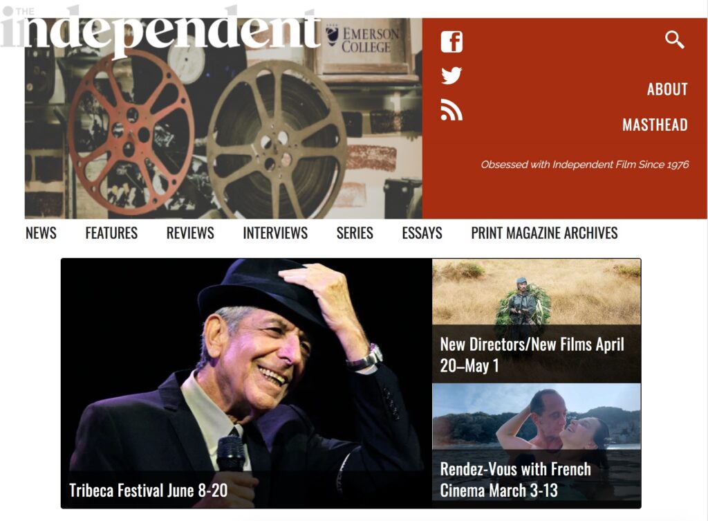 Screen shot of The Independent website, with photos and text