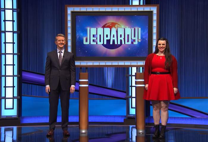 Ken Jennings and Bieterman on Jeopardy set