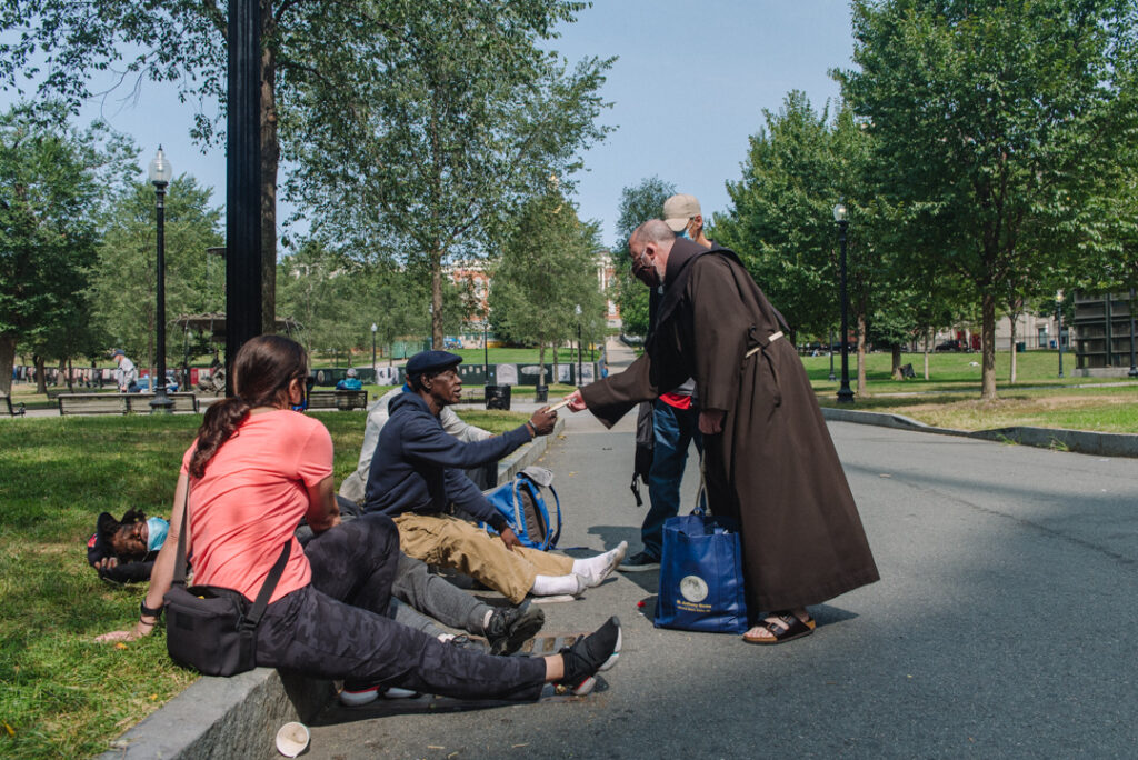 St. Anthony Shrine homeless outreach on Boston Common. [Photo/Julianne Gauron]