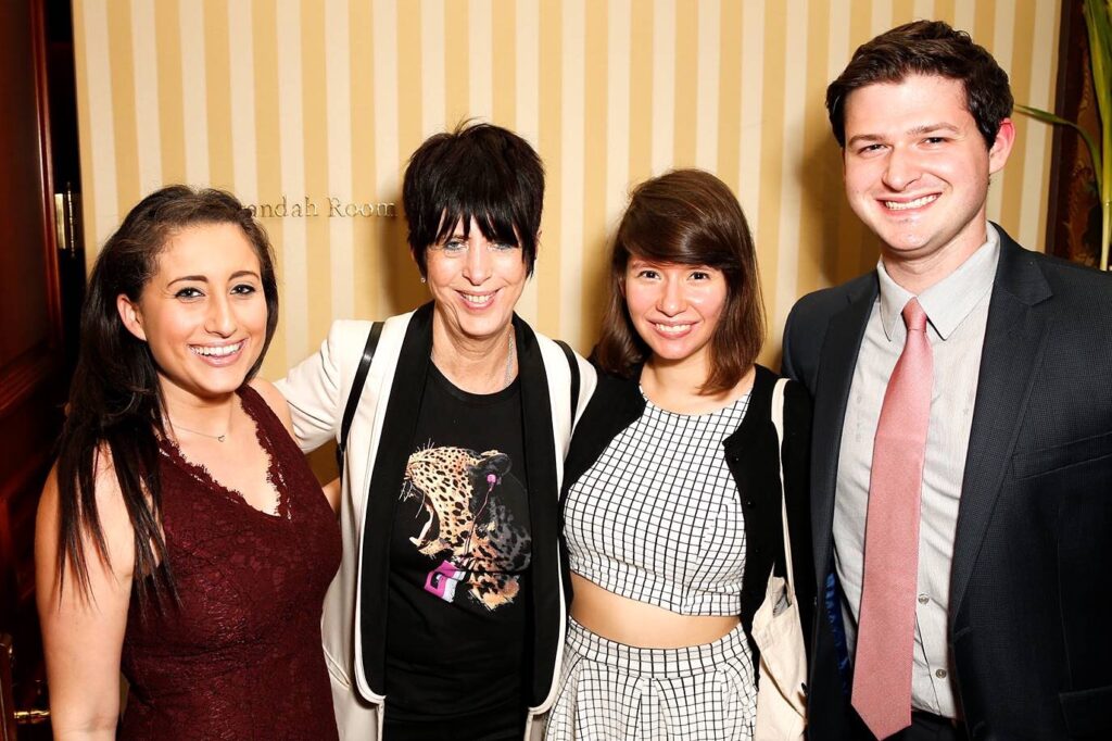 Sam Levin, Diane Warren, Jamie Rogers Caballero '14 and Ryan Mazie '14 while working on the Oscar-nominated song "Til It Happens to You" from The Hunting Ground. This was one of the numerous projects that Caballero and Mazie worked on together