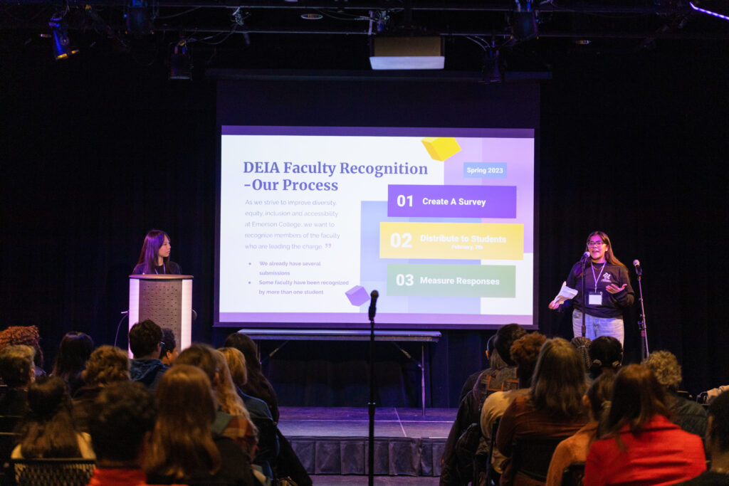 Students present info on the DEIA Faculty Recognition Project