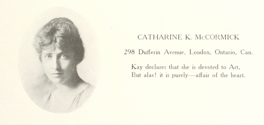 1918 yearbook image of Catharine McCormick
