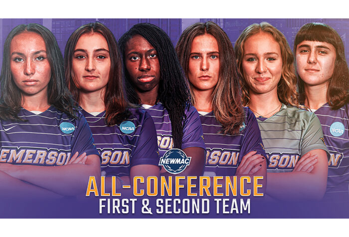 graphic of students who earned all-conference first and second team honors for women's soccer