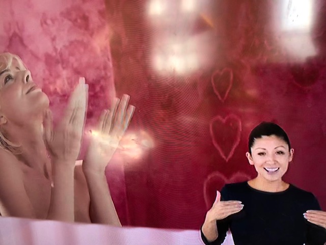 ASL performer Leila Hanaumi is in the lower right corner of the 'Barbie' movie