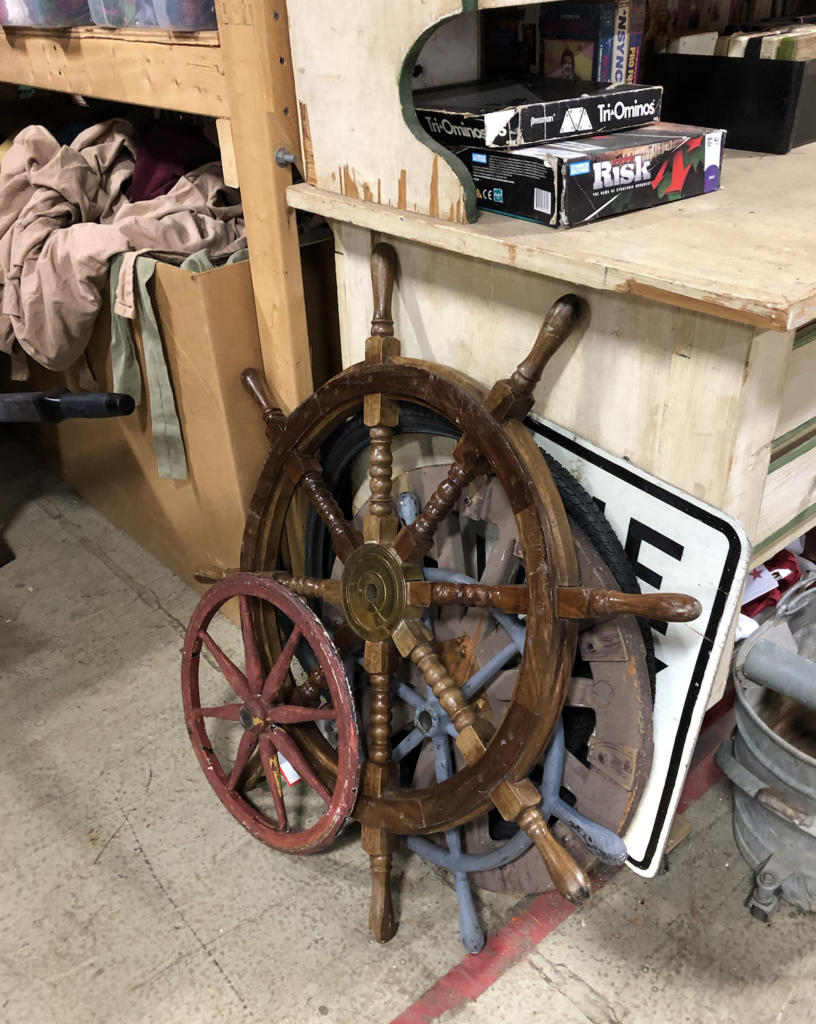 Two nautical steering wheels