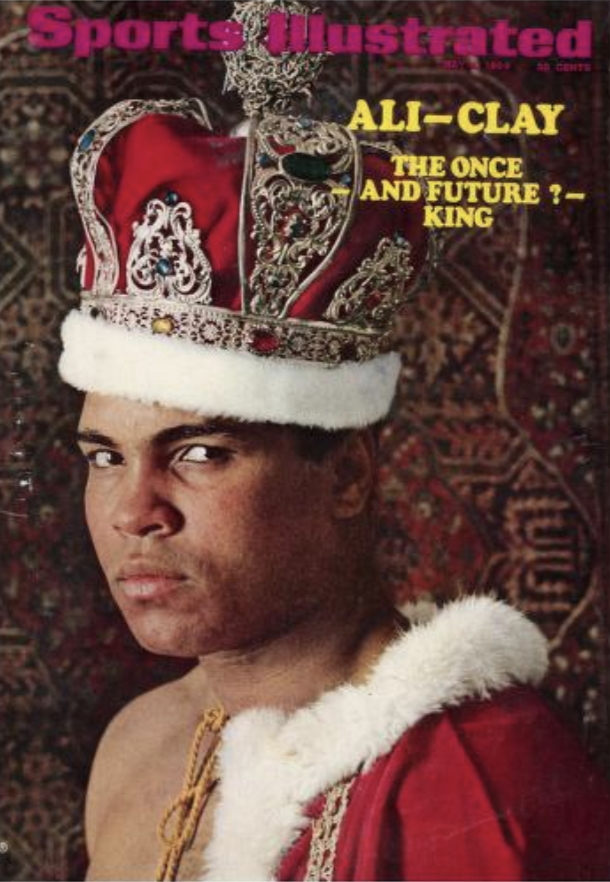 Sports Illustrated cover of Muhammad Ali wearing a king's crown and robe