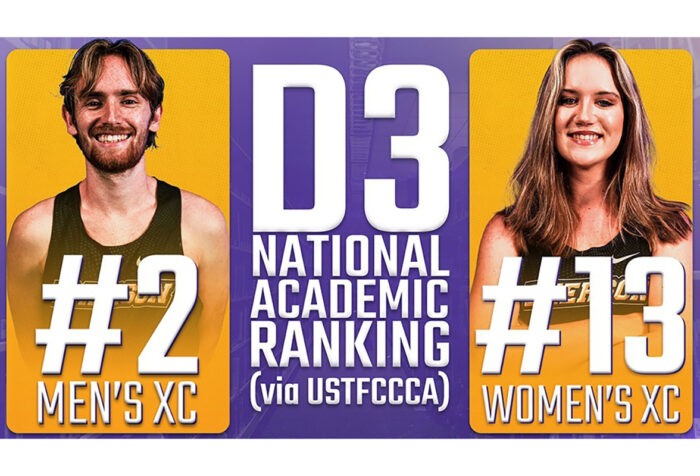 Cross country graphic with two people in front of #2 and #13