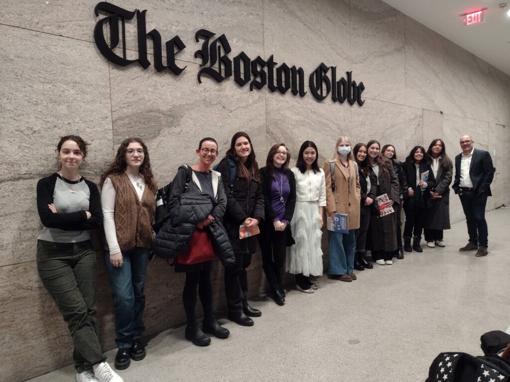 The Writing for the Boston Globe class visit the Boston Globe