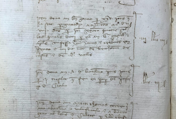 A single page from an account book from 1391 written in Catalan