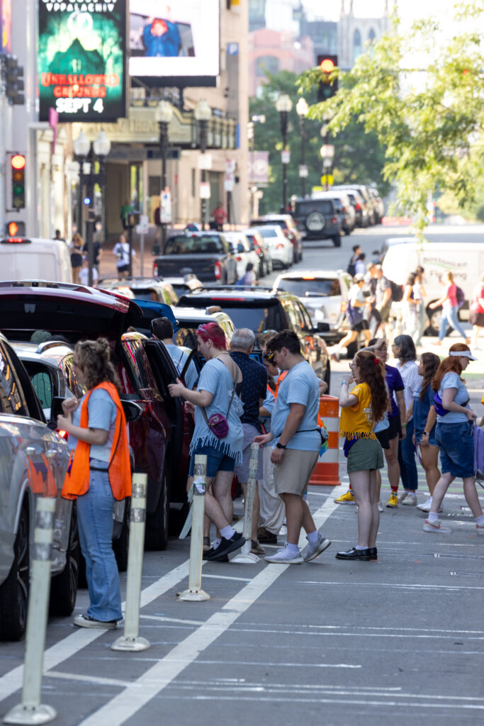 Looking down Tremont Street with cars in queue