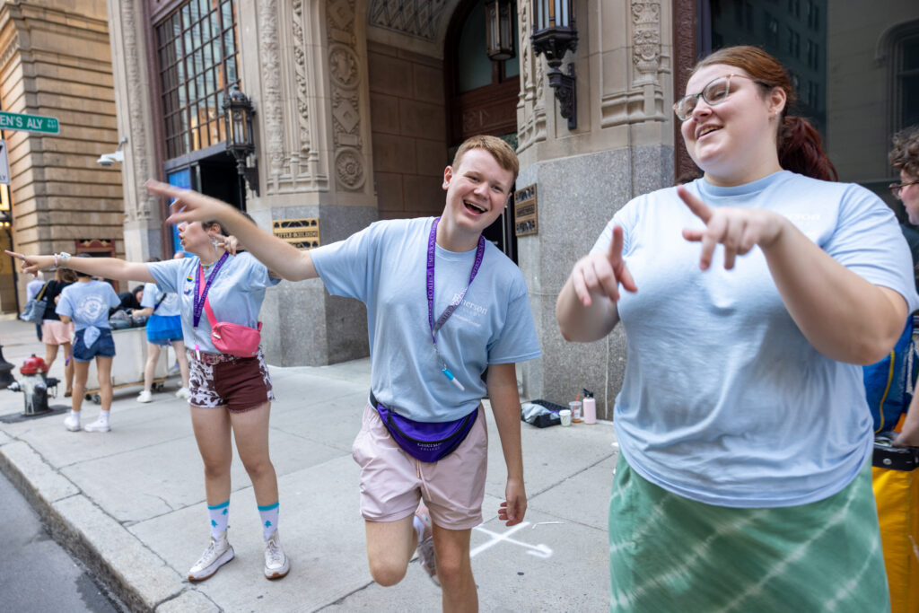 Orientation leaders dance together