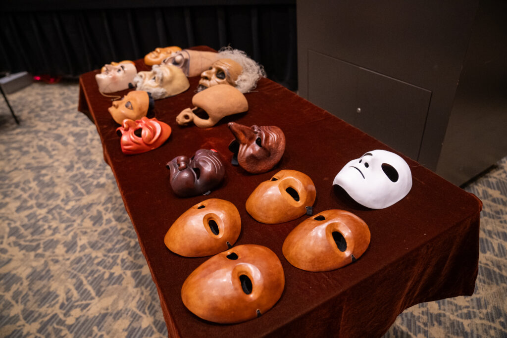 Handmade masks on a table