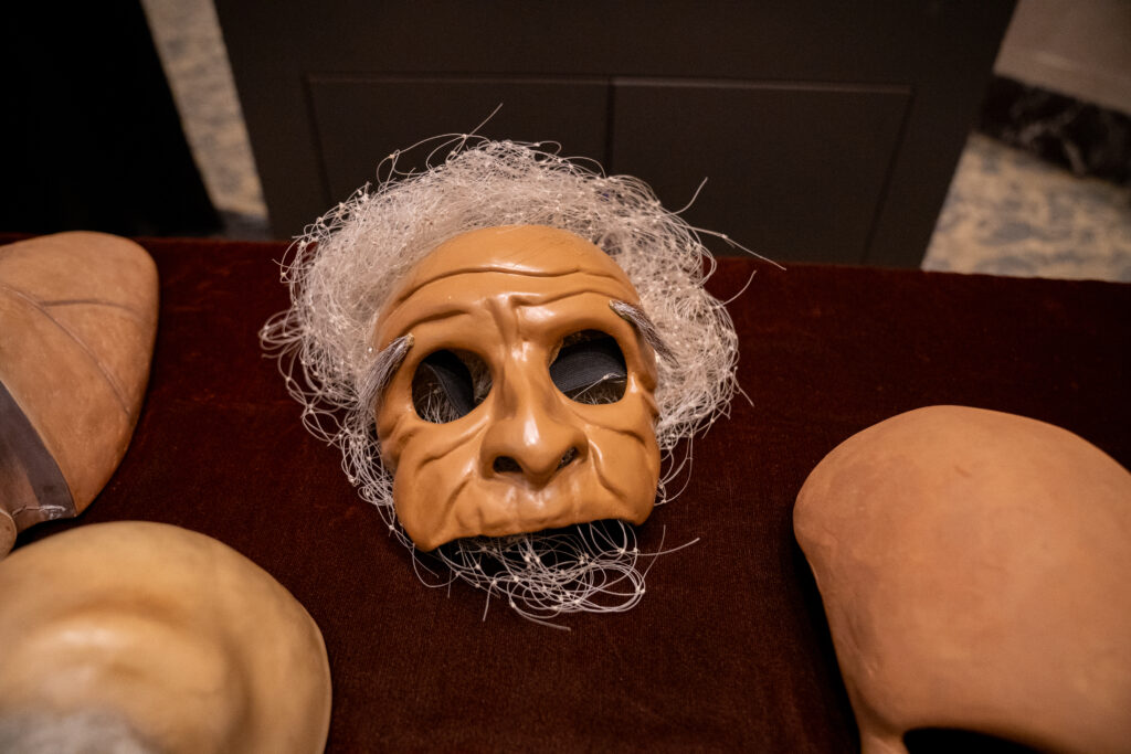 An Albert Einstein looking mask