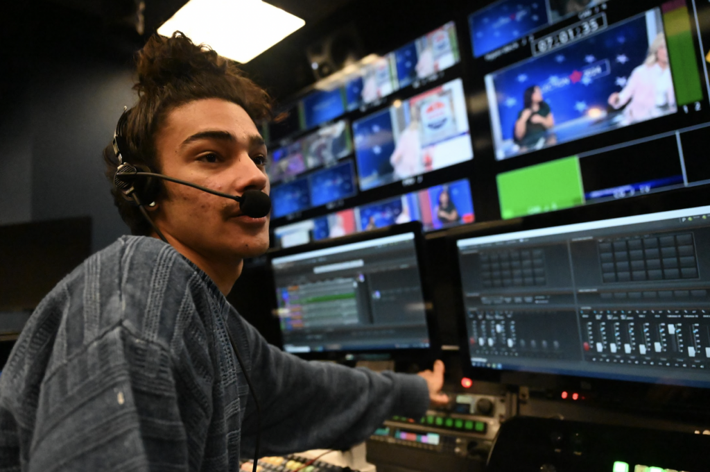 Jordan Berkowitz in the production room