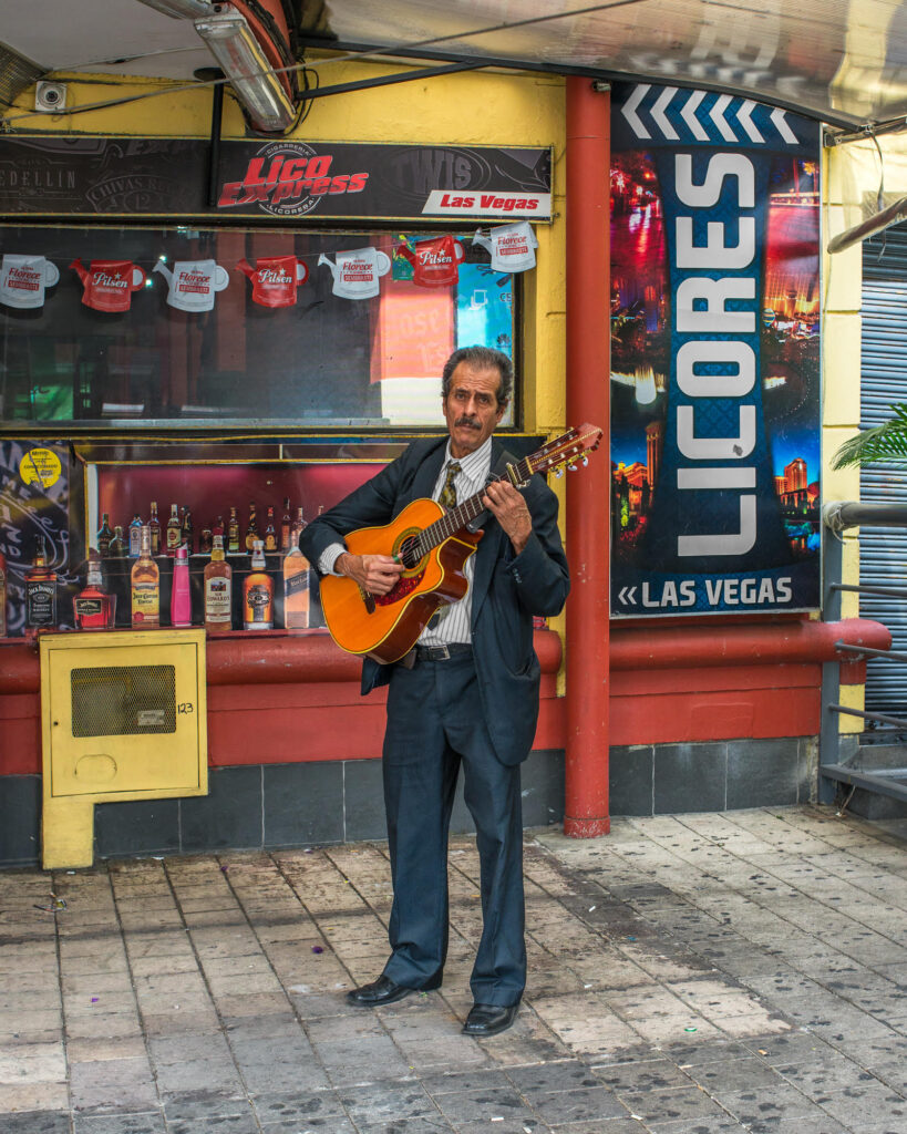 A solo Mariachi player performs by himself