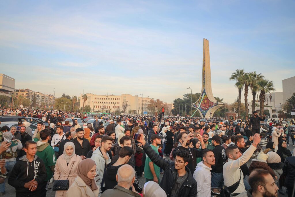 Crowd gathered in Damascus in Syria