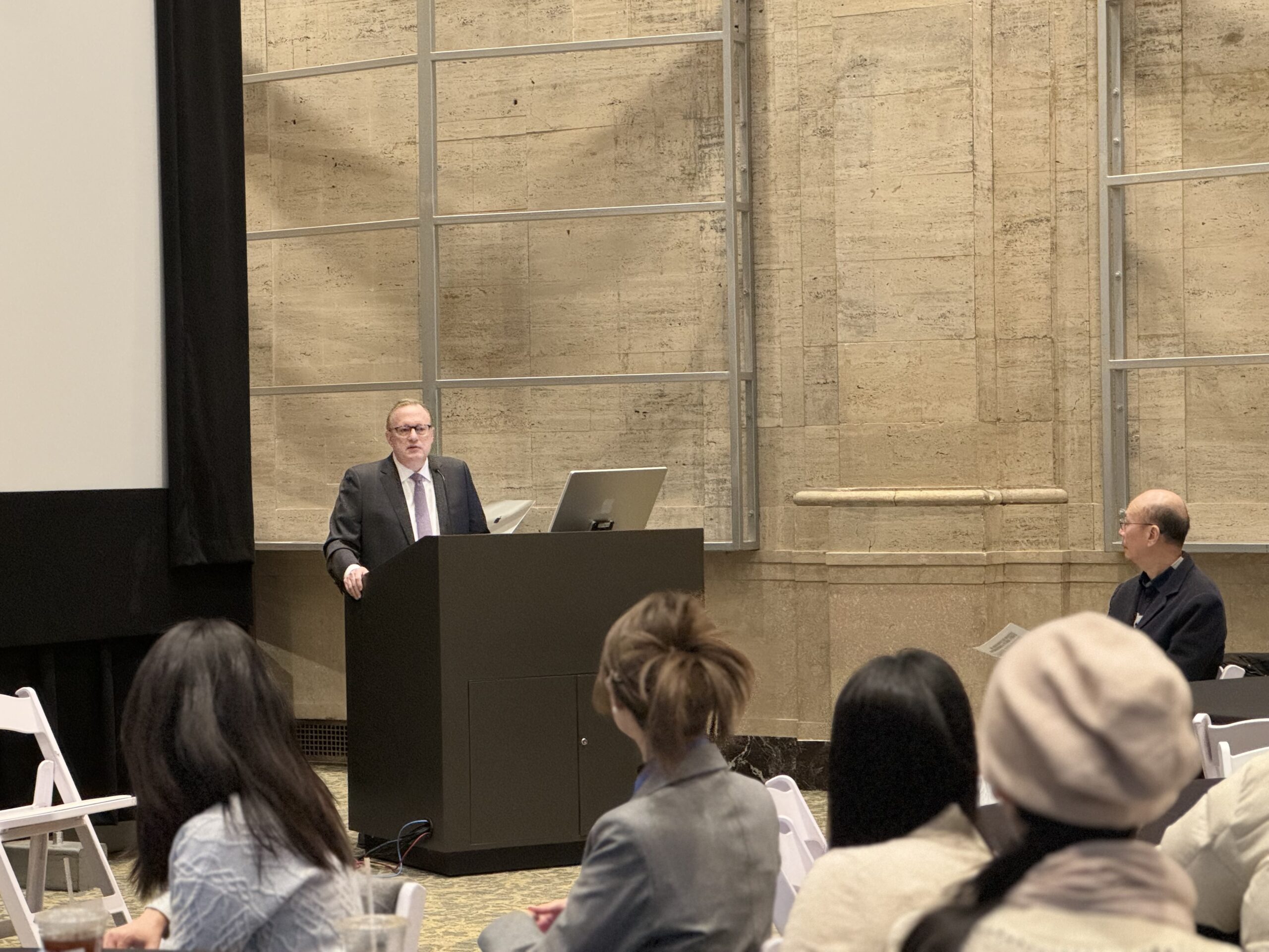 Emerson President Jay Bernhardt emphasizes the importance of global academic partnerships in his opening remarks