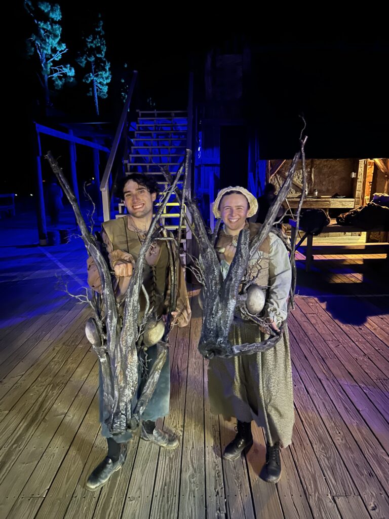 Zeke Manry and Sydney Hoffman dressed as trees.