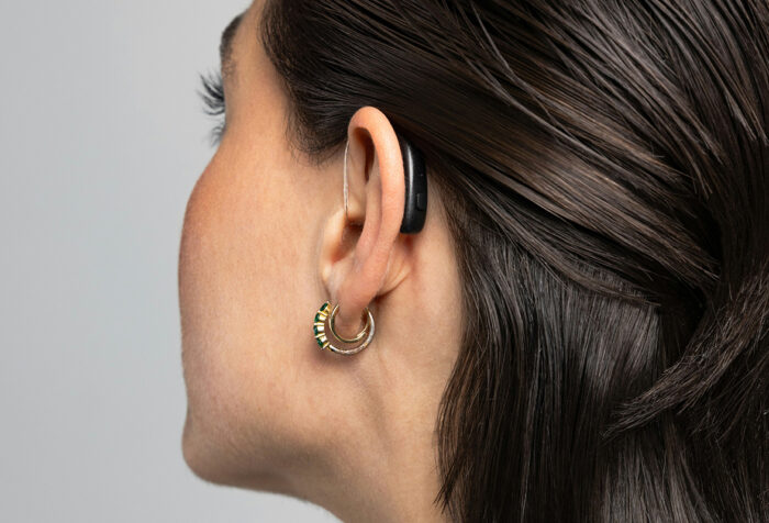 woman wearing hearing aid
