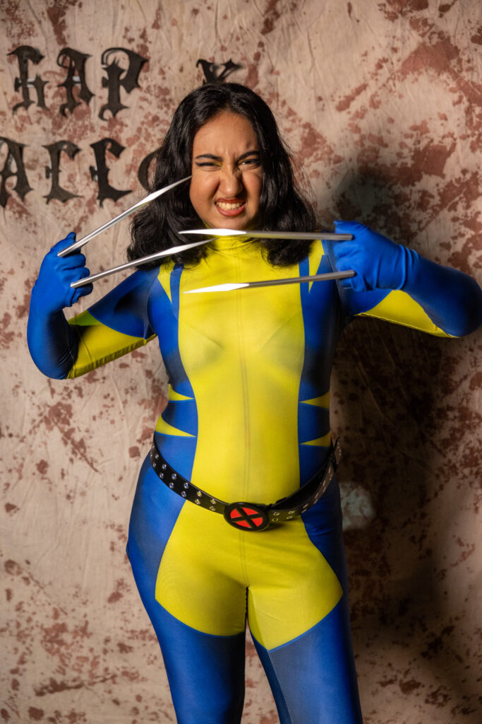 a woman dressed up as Wolverine