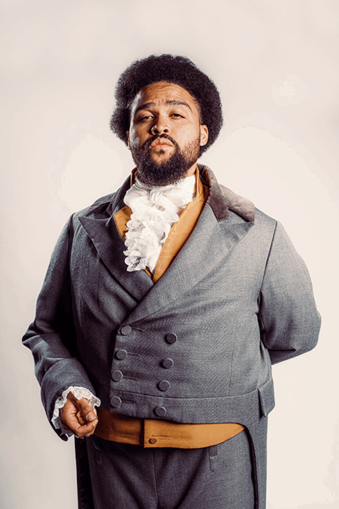 Kai Tshikosi dressed as James Madison for the musical Hamilton