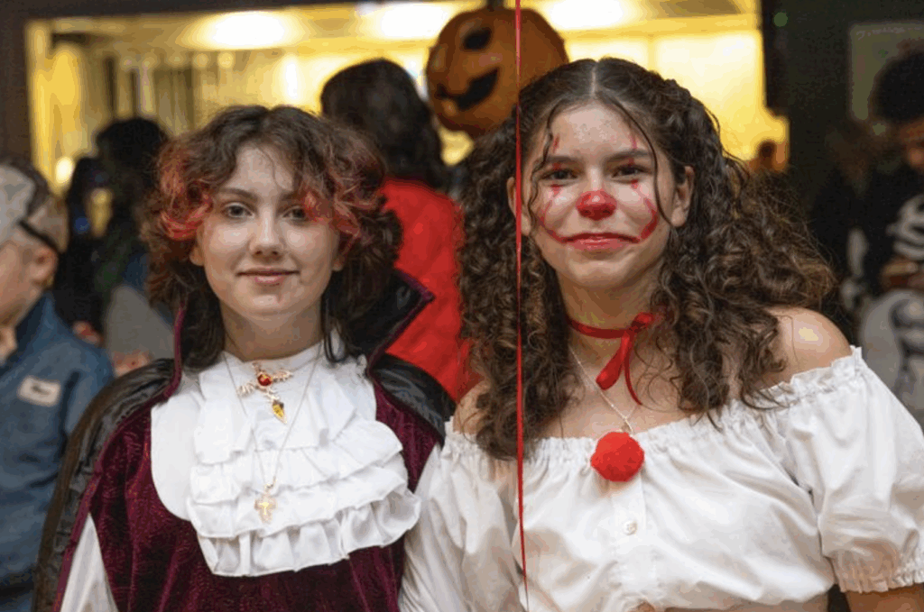 Two people dressed up in costumes