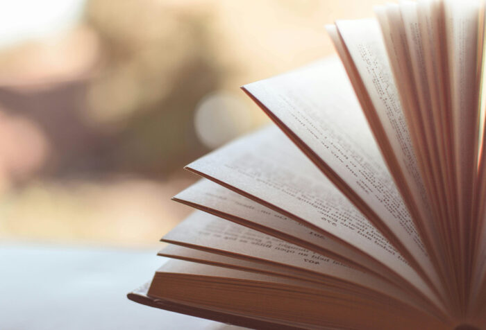 book open to fan pages