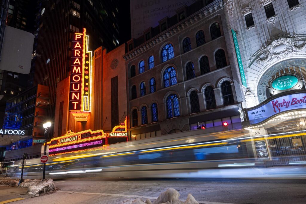 The exterior of the Paramount and adjacent building