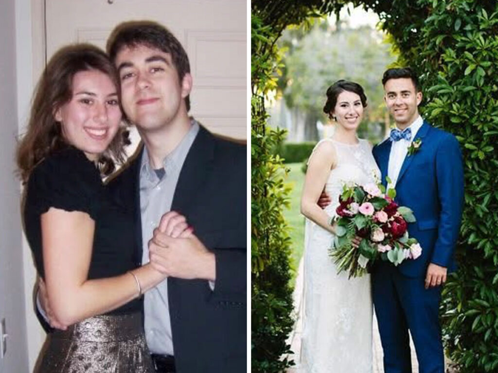 Two photos side by side of Catie and Steve