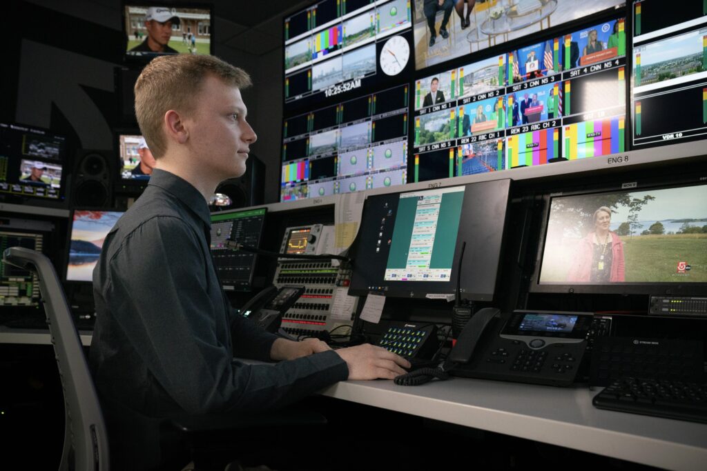 Aidan Vahey working in the control room