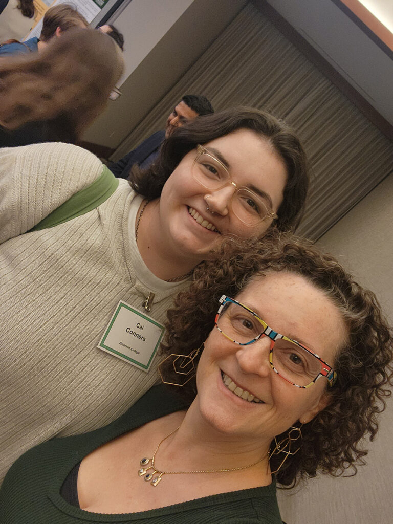 Ruth Grossman with grad student, shot at an angle. 