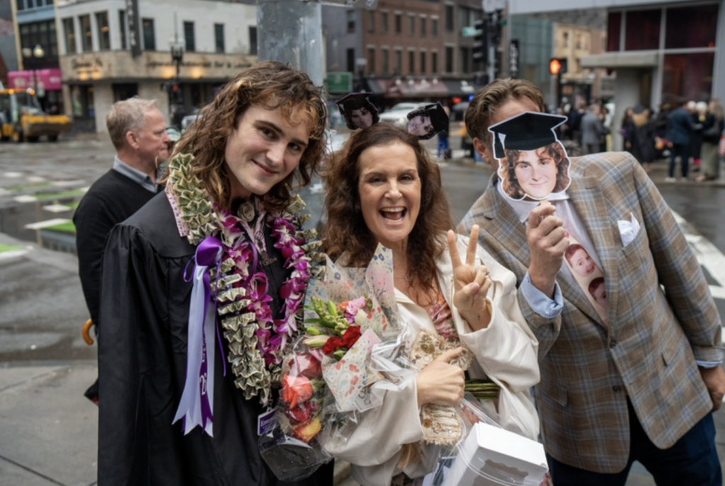 People pose for a photo