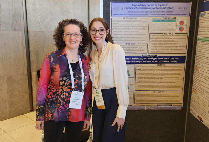 Ruth Grossman and Gabriela Garcia in front of a research poster