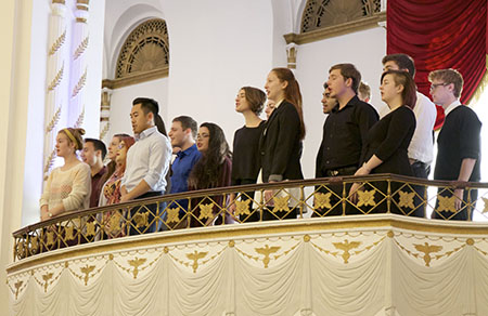 Chorus sings at Family Weekend at Emerson College