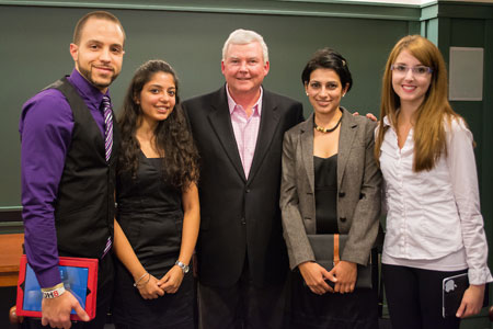 Fran Kelly with Ian King, Suhani Arora, Harini Chandrasekar, and Charlene Botti