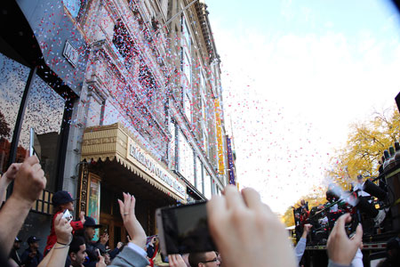 Confetti in parade outside Emerson